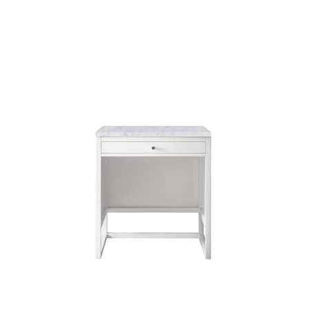 James Martin Vanities Athens 30in Countertop Unit, Glossy White w/ 3 CM Carrara Marble Top E645-DU30-GW-3CAR